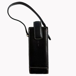 Vintage Coach Cell Phone Case Black Leather White Stitch 90s Retro